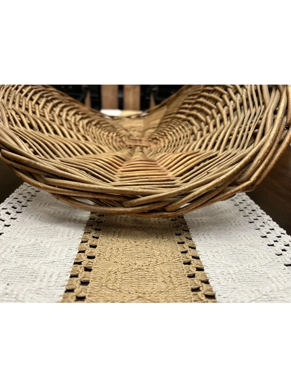 Vintage Handwoven Wicker Gathering Basket | Large Farmhouse French Country Boho